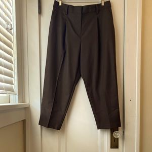NWT Loft 14 p petite chocolate brown flannel ankle pants trousers elastic waist